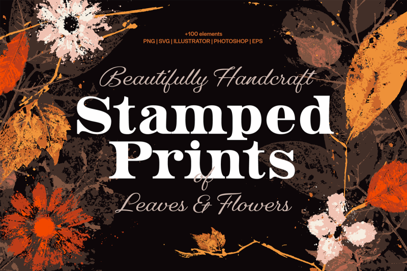 stamped-prints-of-leaves-amp-flowers