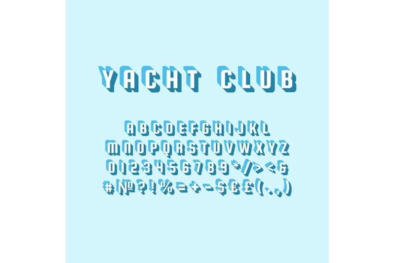 yacht-club-vintage-3d-vector-alphabet-set
