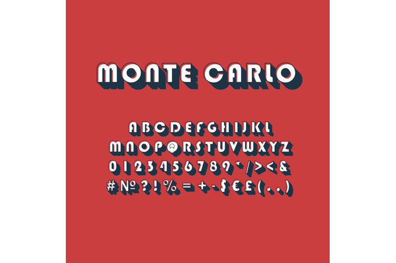monte-carlo-vintage-3d-vector-alphabet-set