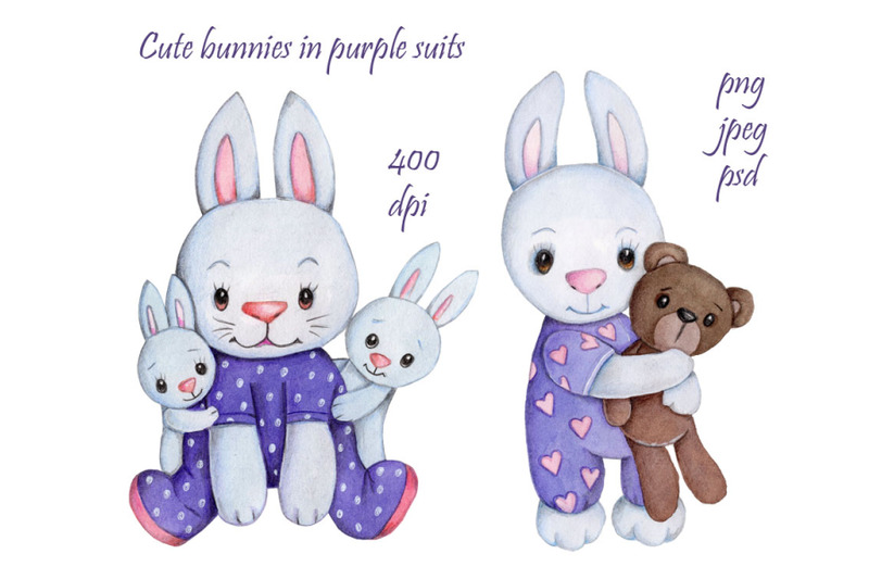 cute-bunnies-in-purple-suits