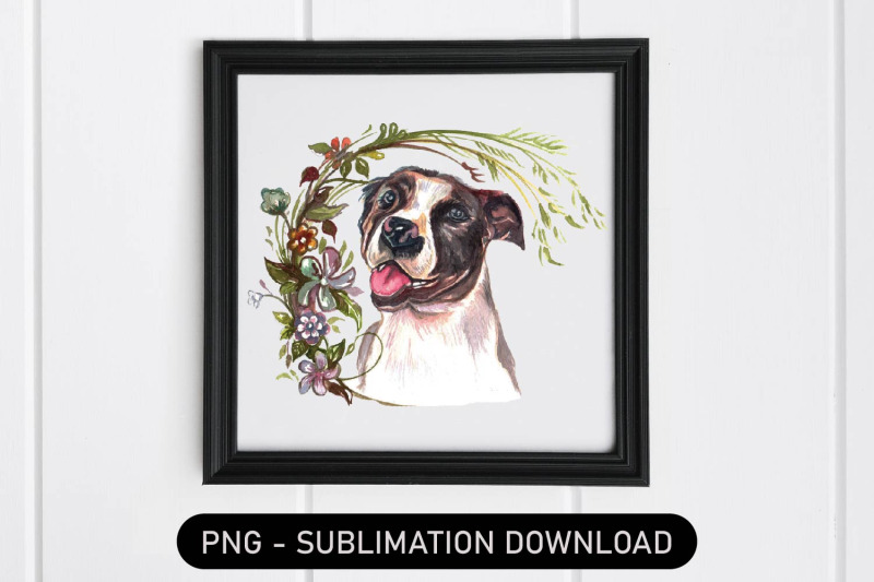 dog-sublimation-design-dog-png-floral-dog