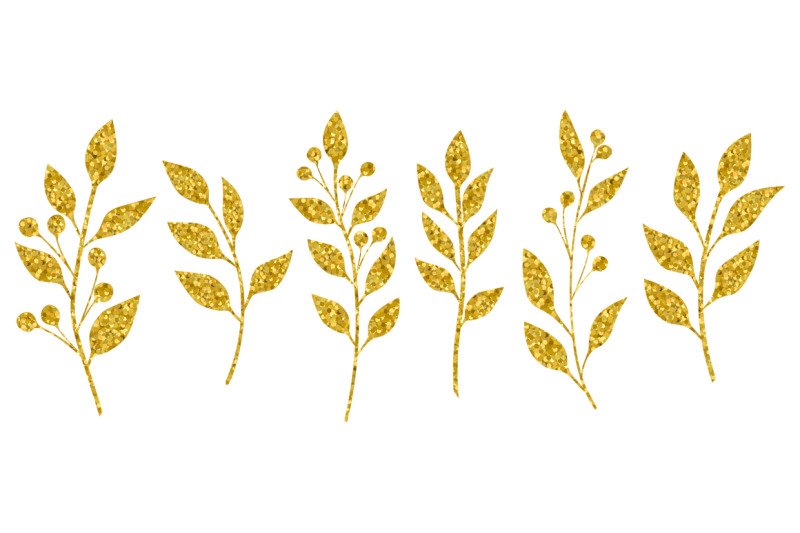 Golden flowers and leaves clip art. Floral gold frame svg.