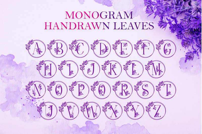 monogram-handrawn-leaves