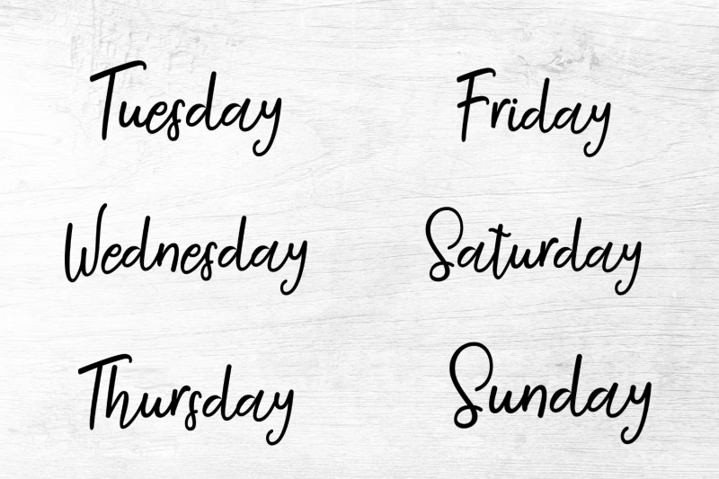 black-days-of-the-week-script-stickers-names-of-week-scripts