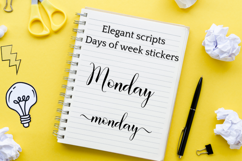 black-days-of-the-week-script-stickers