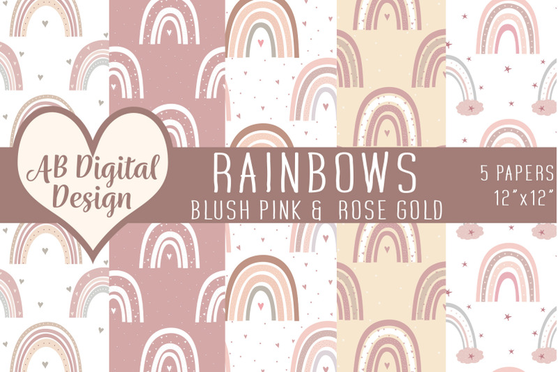 boho-rainbow-digital-paper-background-blush-pink-rose-gold