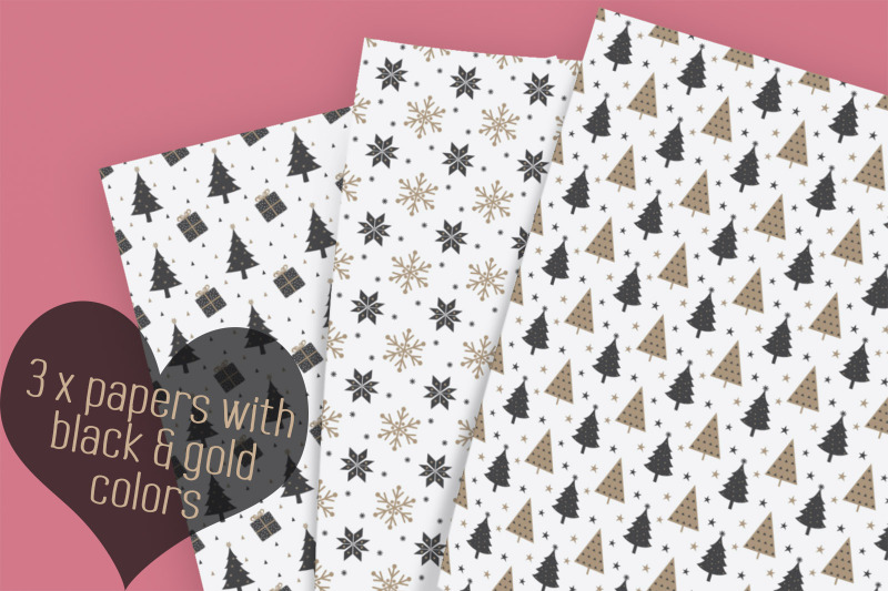 christmas-digital-paper-scandinavian-christmas-black-amp-gold