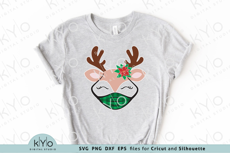 christmas-reindeer-with-mask-and-poinsettia-svg