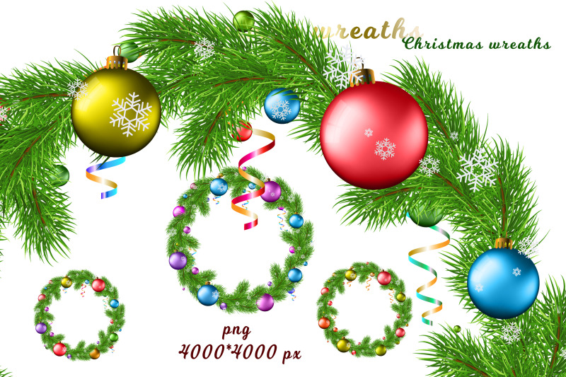 wreath-of-fir-branches-and-shiny-glitter-christmas-balls