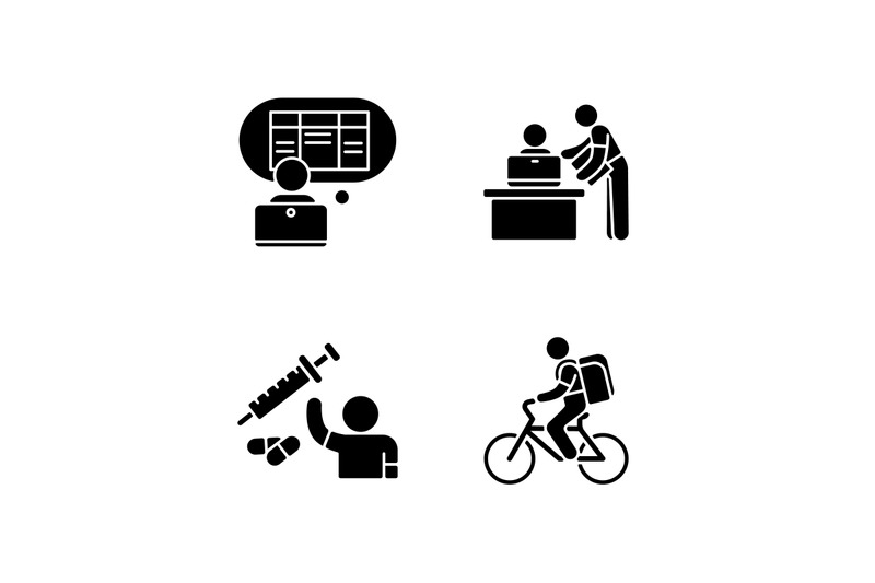 part-time-jobs-black-glyph-icons-set-on-white-space