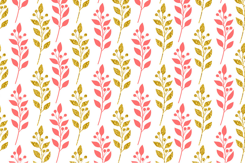 pattern-gold-and-pink-silhouette-flowers-vector-flowers-svg