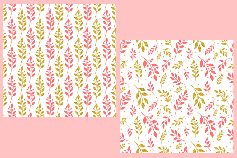 pattern-gold-and-pink-silhouette-flowers-vector-flowers-svg