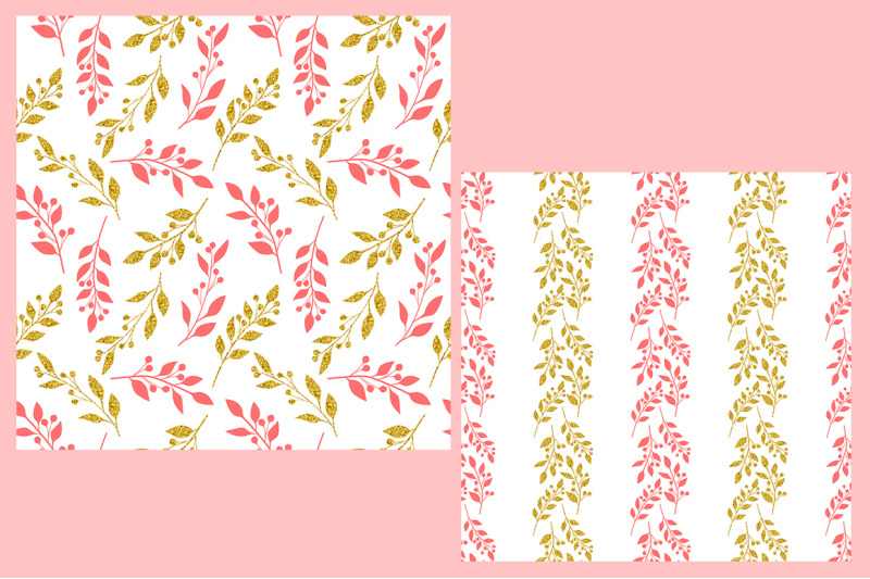 pattern-gold-and-pink-silhouette-flowers-vector-flowers-svg