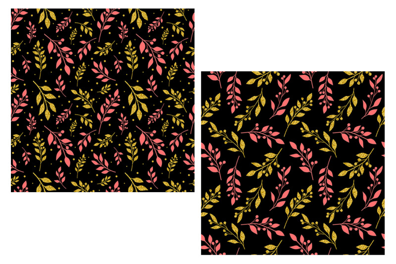 pattern-gold-and-pink-silhouette-flowers-vector-flowers-svg