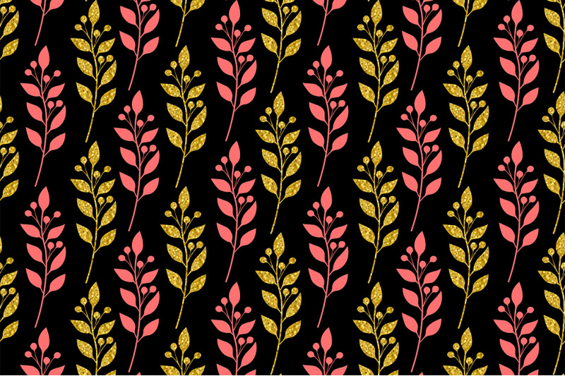 pattern-gold-and-pink-silhouette-flowers-vector-flowers-svg