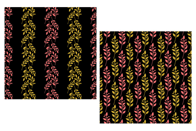 pattern-gold-and-pink-silhouette-flowers-vector-flowers-svg