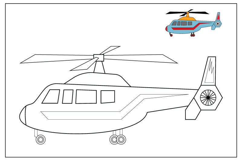 coloring helicopter for kids DXF File Include