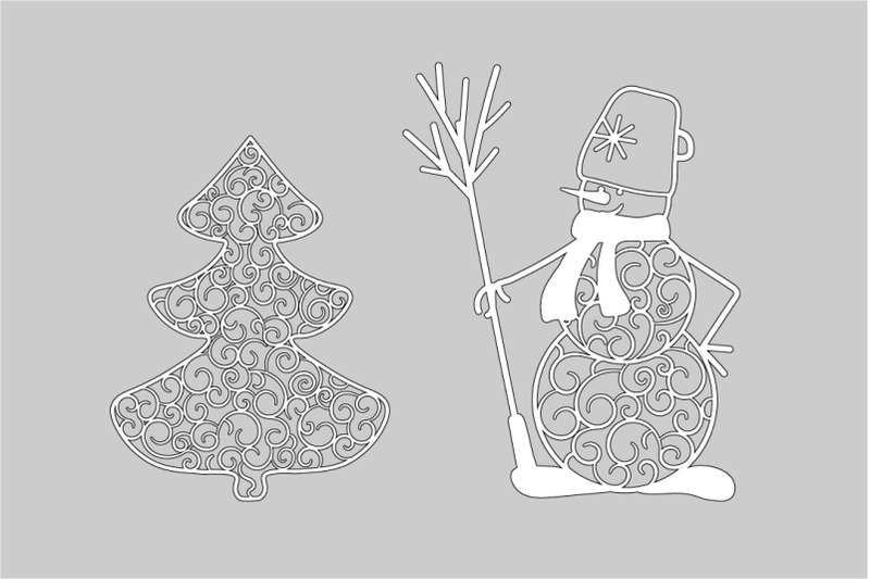 stencil-snowman-and-christmas-tree