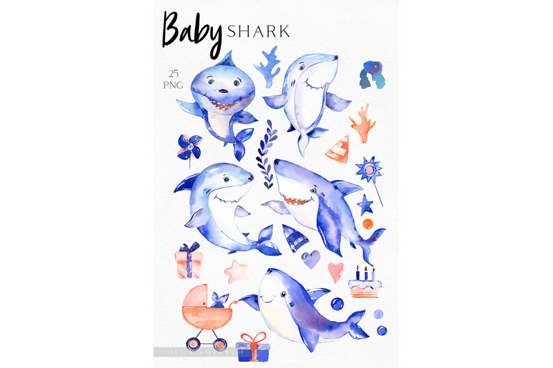 watercolor-baby-shark-clipart-nautical-baby-shower-diy-mama-shark