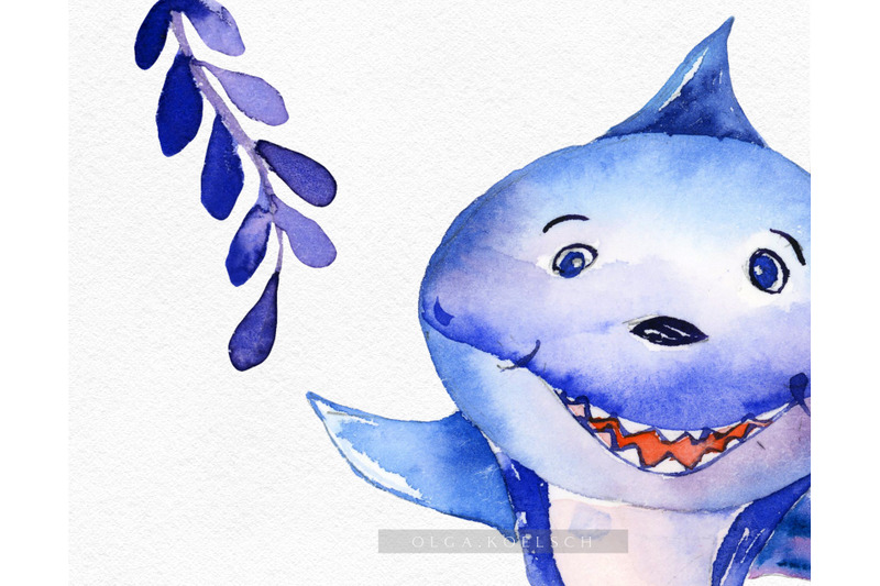 watercolor-baby-shark-clipart-nautical-baby-shower-diy-mama-shark