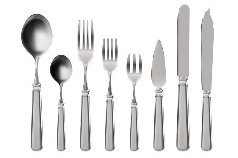 realistic-cutlery-stainless-steel-tableware-knife-spoon-and-forks