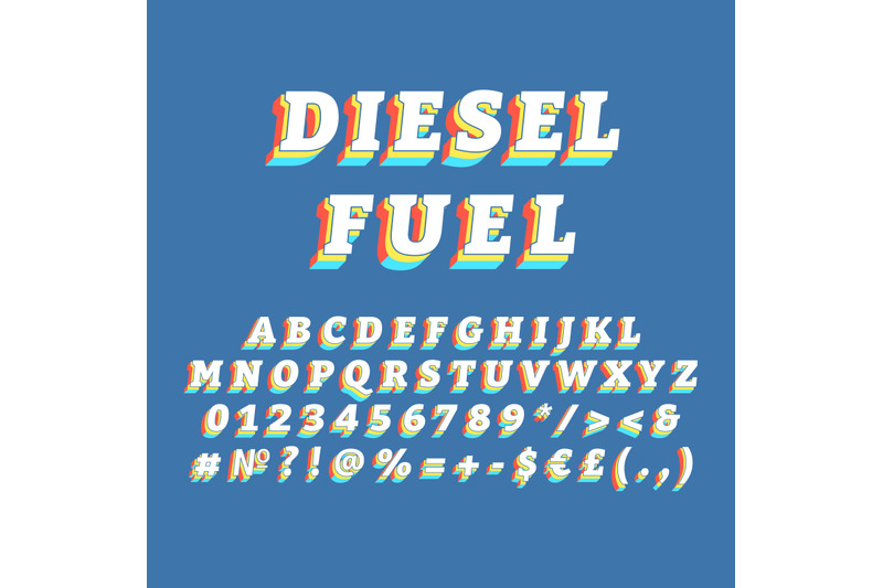 diesel-fuel-vintage-3d-vector-alphabet-set