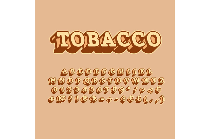 tobacco-vintage-3d-vector-alphabet-set