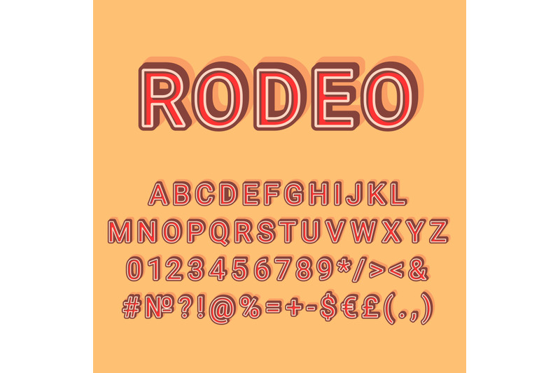 rodeo-vintage-3d-vector-alphabet-set