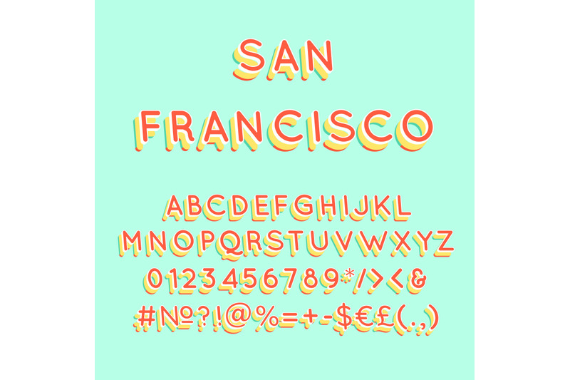 san-francisco-vintage-3d-vector-alphabet-set