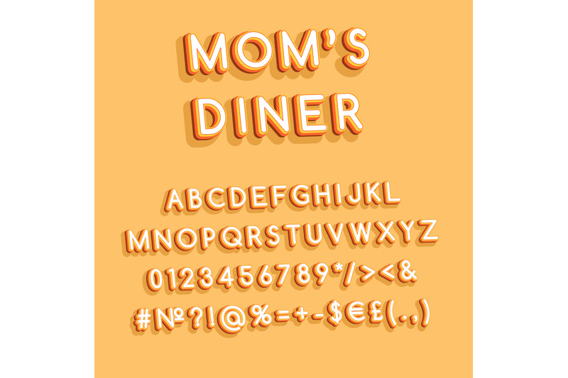 moms-dinner-vintage-3d-vector-alphabet-set