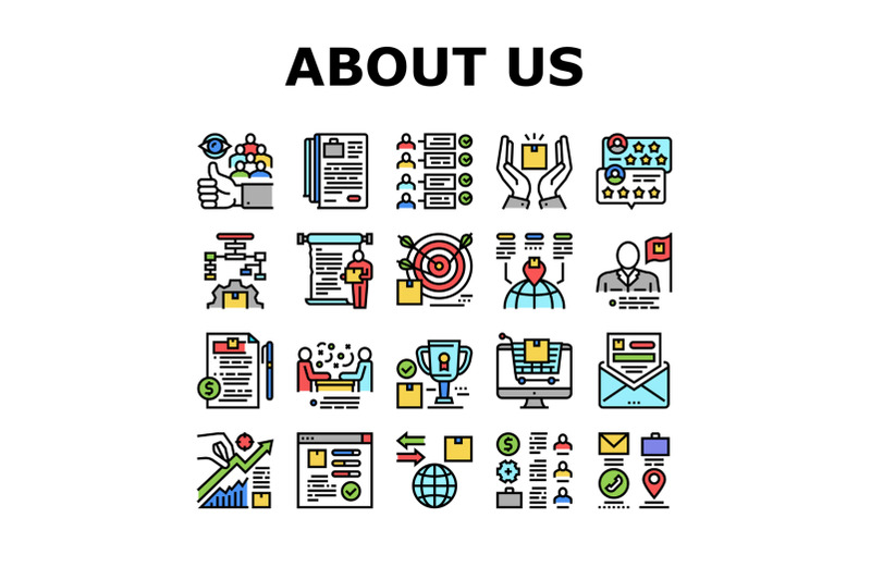 about-us-presentation-collection-icons-set-vector