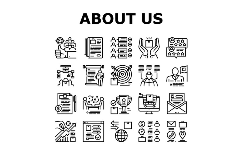 about-us-presentation-collection-icons-set-vector