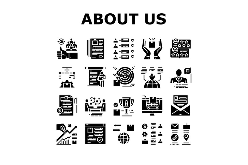 about-us-presentation-collection-icons-set-vector