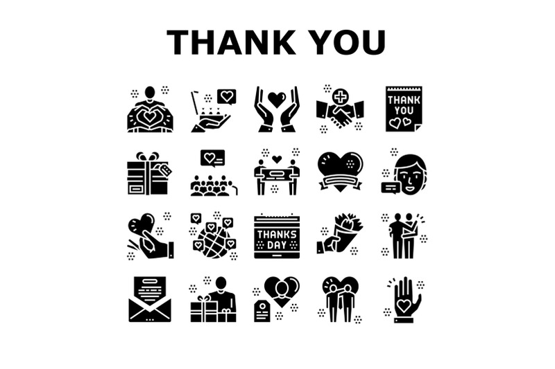 thank-you-day-holiday-collection-icons-set-vector