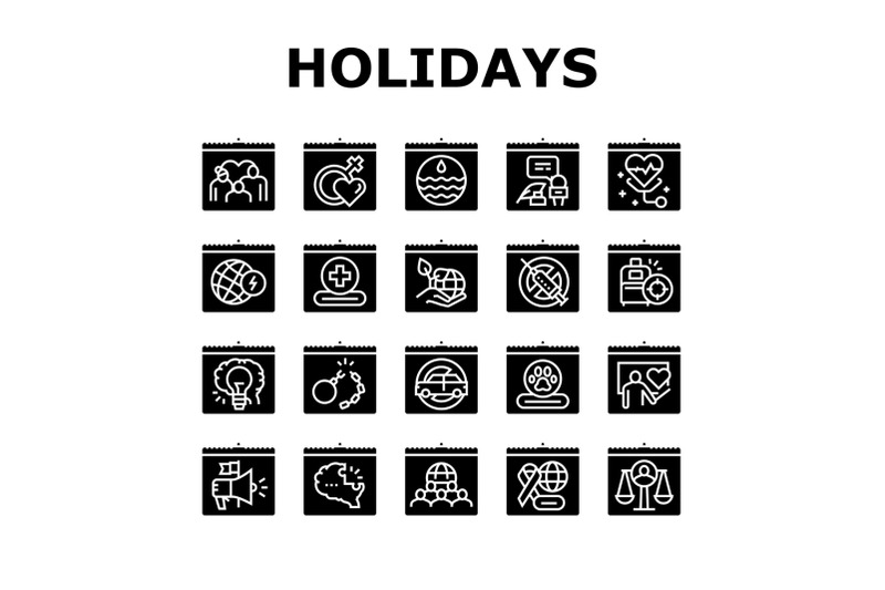 world-holidays-event-collection-icons-set-vector