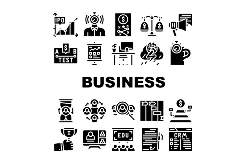 business-situations-collection-icons-set-vector-illustration
