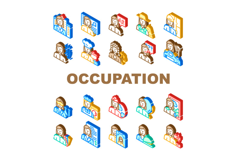 female-occupation-collection-icons-set-vector-illustration