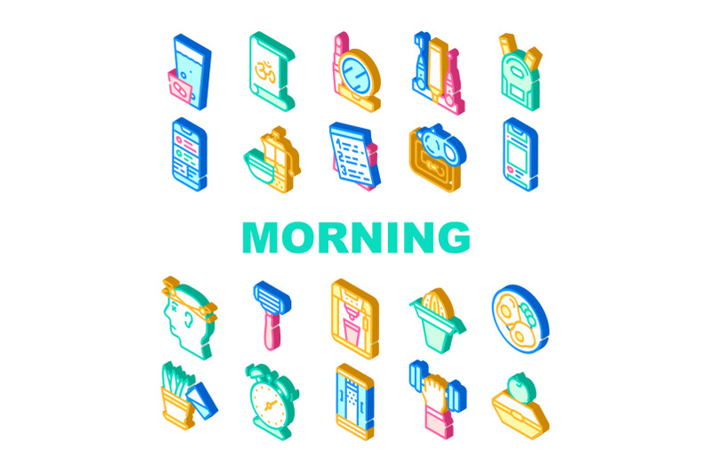 morning-routine-daily-collection-icons-set-vector