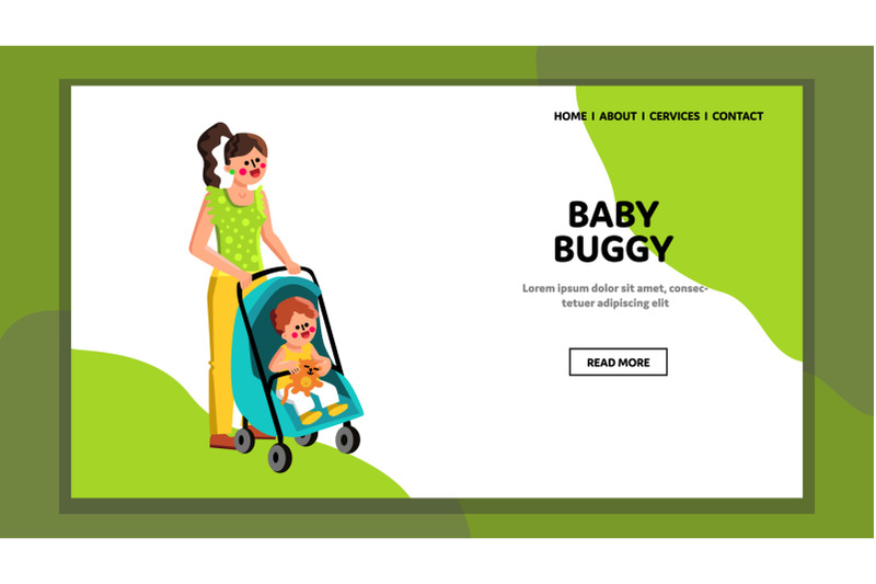 son-child-in-baby-buggy-carrying-mother-vector