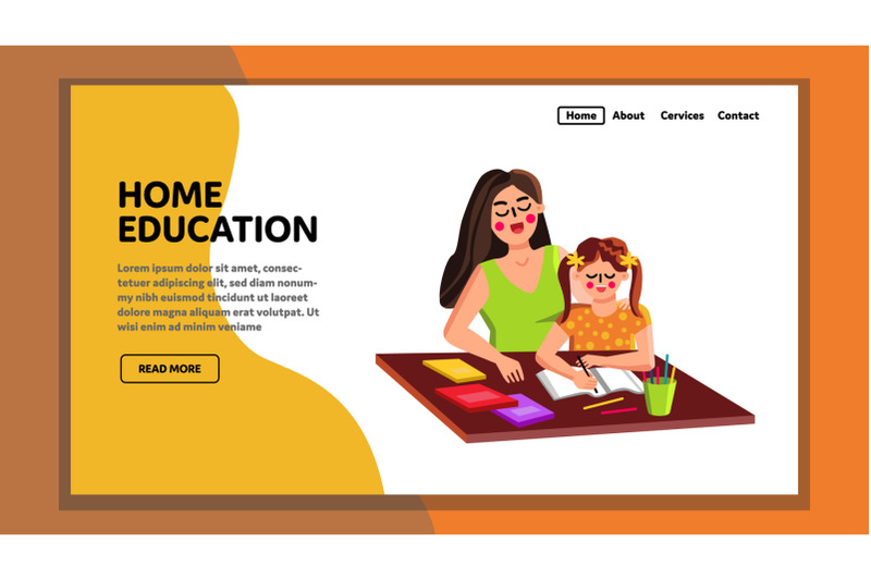 home-education-mother-teacher-and-pupil-kid-vector