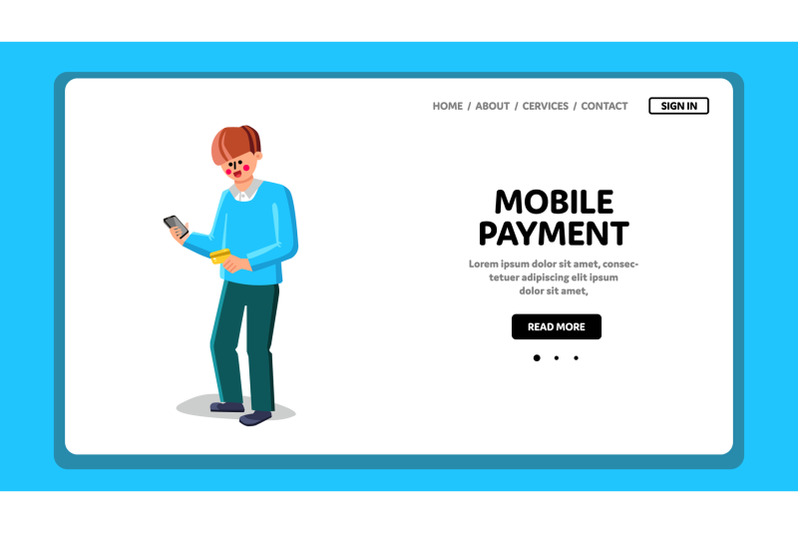 online-mobile-payment-make-boy-with-phone-vector