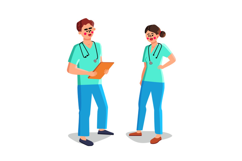 nurse-man-and-woman-medical-workers-talking-vector