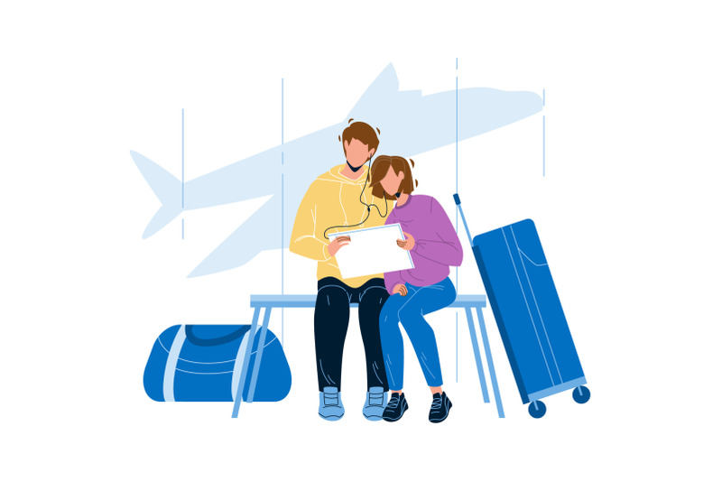 couple-waiting-flight-in-airport-terminal-vector