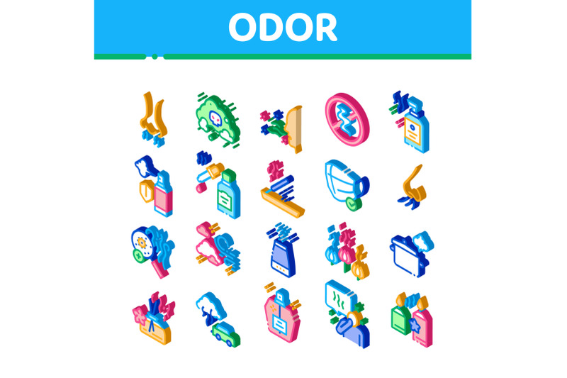 odor-aroma-and-smell-isometric-icons-set-vector