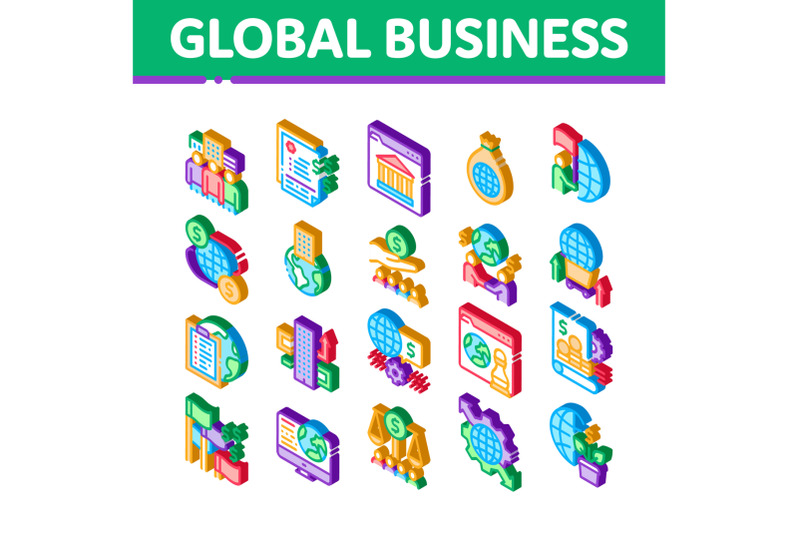 global-business-finance-strategy-icons-set-vector