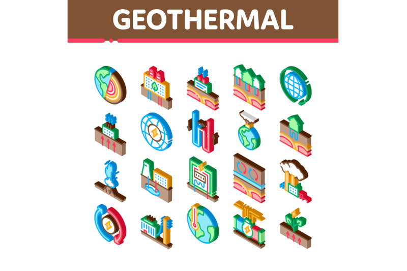 geothermal-energy-isometric-icons-set-vector