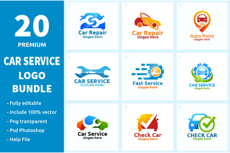 20-car-service-logo-bundle