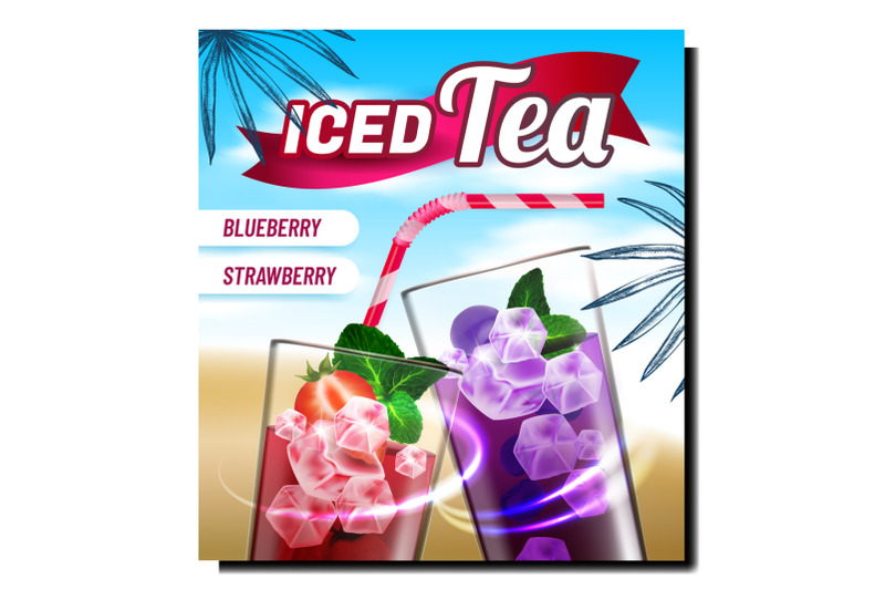 berry-iced-tea-creative-promotional-banner-vector