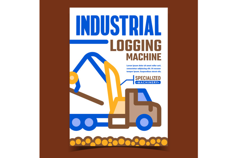 industrial-logging-machine-promo-poster-vector