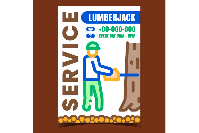 lumberjack-service-creative-promo-poster-vector